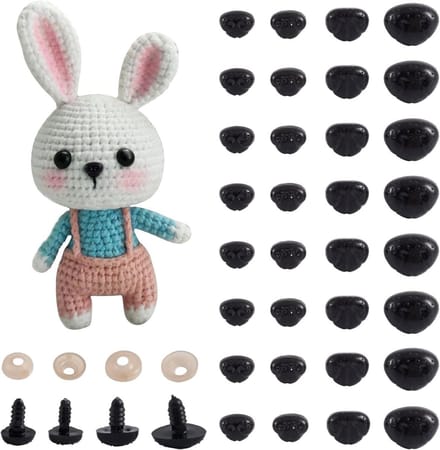 100 Sets Zwarte Plastic Veiligheidsogen met Wasjes voor DIY Poppen, Knuffeldieren en Creatieve Projecten