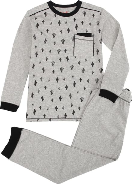 La-V pyjama sets voor jongens met all over print Grijs 122-128