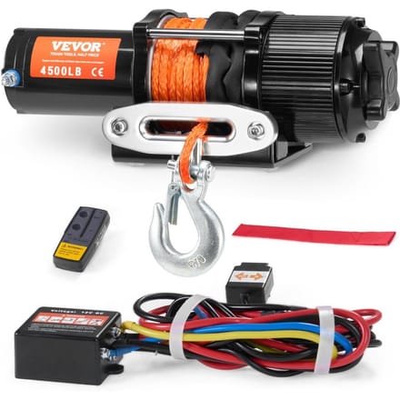 Treuil Électrique ATV UTV 4500 lb Corde Synthétique Télécommande Étanche