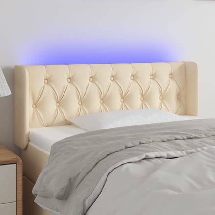 vidaXL - Hoofdbord - LED - 103x16x78/88 - cm - stof - crèmekleurig