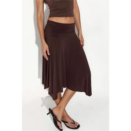 Hoge Taille Maxi Rok met Drapeer Detail