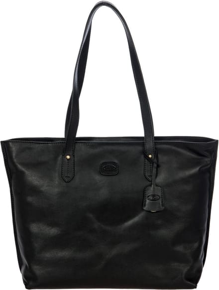 BRIC'S Leren Shopper Schoudertas Volterra Shopping Black Zwart