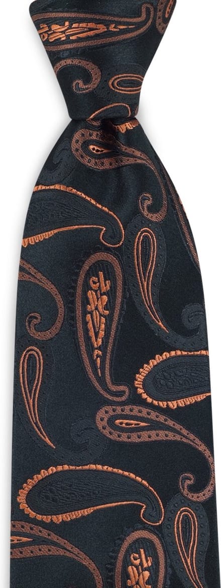 We Love Ties - Stropdassen - Stropdas Soft Paisley - zwart / oranje