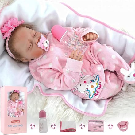 Babypop - Reborn pop - Rollenspel - Levensecht design - 55 cm - Roze
