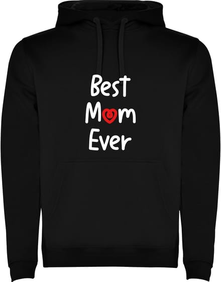 Zwarte hoodie De allerbeste Moeder / Mama - Best Mom Ever met hartje Maat M