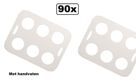 90x Drank draagtray karton 6-vaks met handvat wit