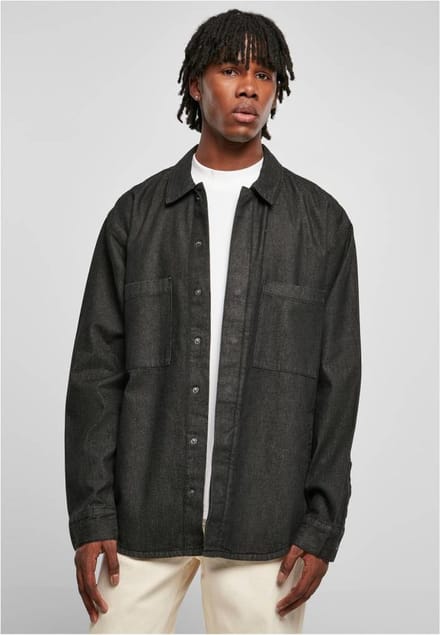 Urban Classics - Oversized Denim Pocket Shirt Overhemd - XXL - Zwart