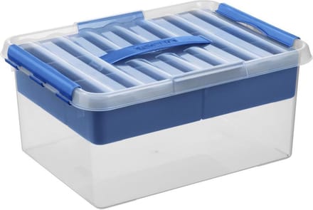 Sunware - Q-line opbergbox met inzet 15L transparant blauw
