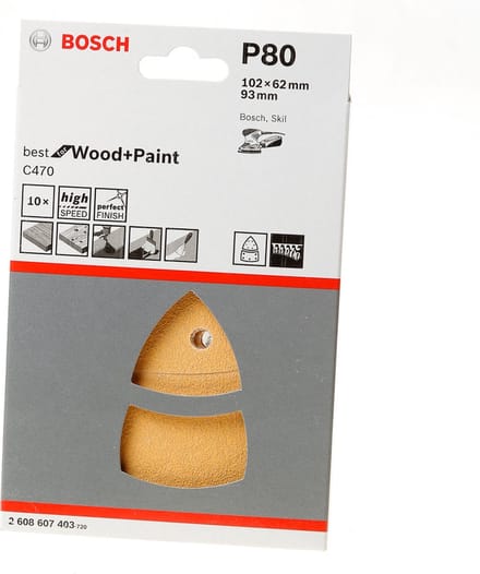 Bosch Accessories EXPERT C470 2608900887 Oscillerend schuurpapier Geperforeerd Korrelgrootte (num) 80 (l x b) 102 mm x 93 mm 10 stuk(s)