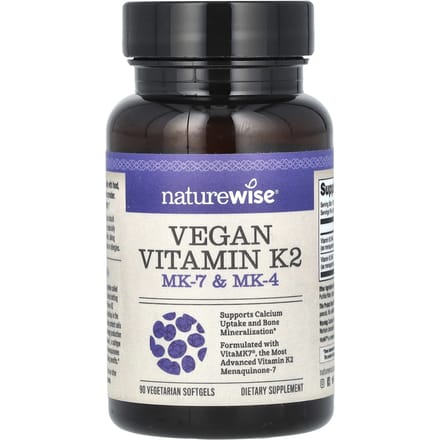 NatureWise, Vegan Vitamine K2, MK-7 & MK-4, 90 Plantaardige Softgels