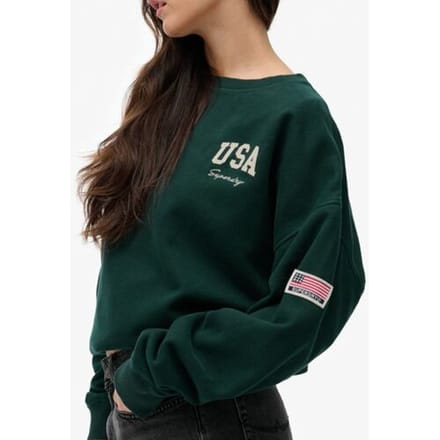 Superdry Athletic Essentials Relaxed Sweatshirt met Ronde Hals Green Grootte: 36