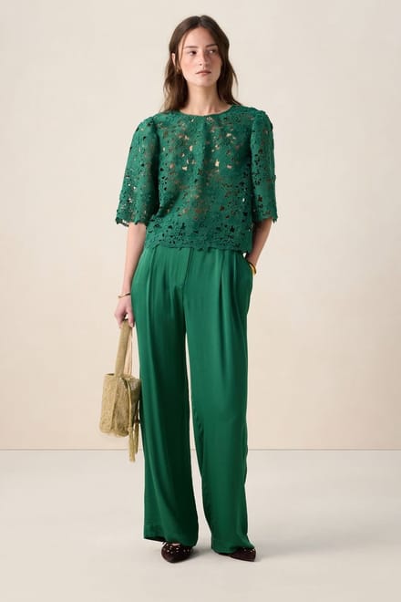 Sissy-Boy - Groene high waist wide leg broek