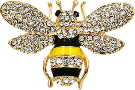Fako Bijoux® - Broche - Bij - Bee - Kristal - 37x25mm - Geel/Zwart