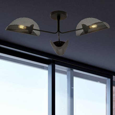 Euluna Plafondlamp Gomez, zwart, 3-lamps