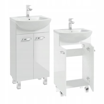 STAMAR - Badmeubel met Wastafel Staand 45 2 Deuren Chroom - Wit