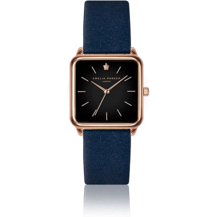 Lederen horloge voor vrouwen Amelia Parker Night Plaza Dark blue