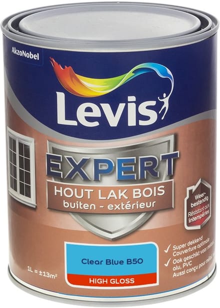 Levis - Expert Hout Lak Buiten High Gloss Mix - Clear Blue B50 - Mengverf - 1 L
