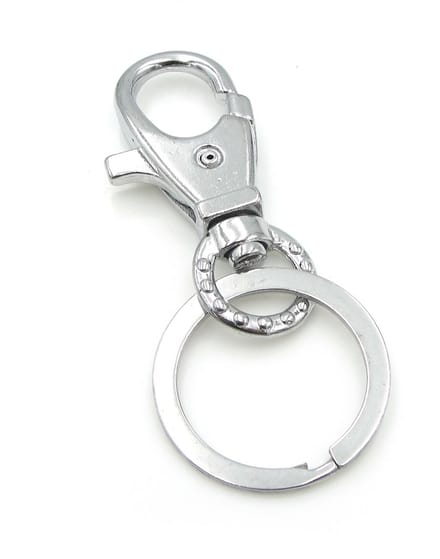 Sleutelhanger - musketonhaak - metaal - zilverkleurig - sleutelring - 7 cm
