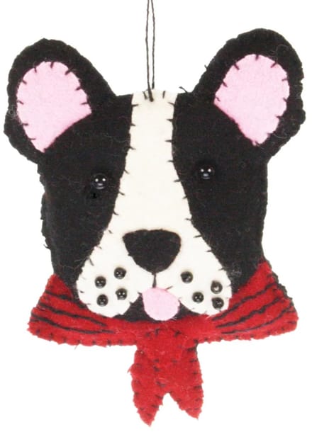 Hond met sjaal zwart/ rood, vilt 10cm