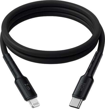 Lange oplaadkabel geschikt voor iPhone - Usb-c naar Lightning kabel - Snellader - 2 meter - Lang - Zwart