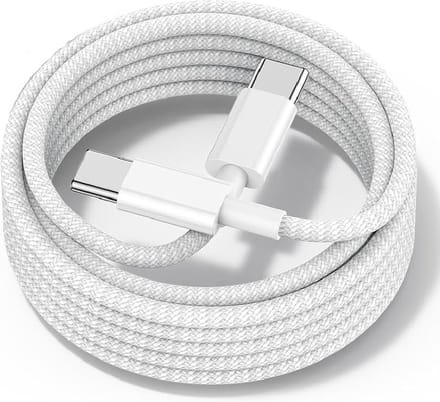 Ntech USB C naar USB C Kabel -1 meter wit - Nylon Snellader & Datasynchronisatie - Oplaadkabel Geschikt voor o.a. smartphone en tablet