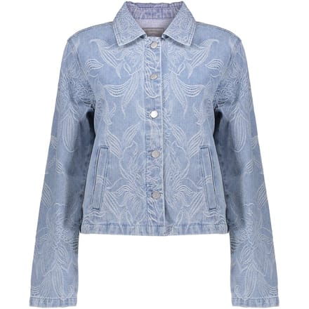 Geisha Jeans Jacket Jacquard Flower Bleached Denim Taglia: M | Giacche di jeans Outlet | Donna | Blu