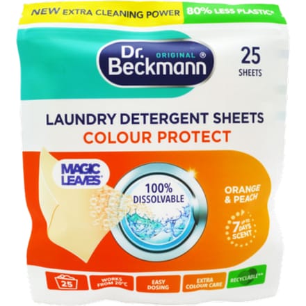 Dr. Beckmann Magic Leaves Laundry Detergent Sheets Orange &amp; Peach 25 st
