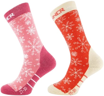 SINNER KIDS SKI SOCKS SNOW DOUBLE PACK - CORAL-PINK - Unisex - Maat 35-38