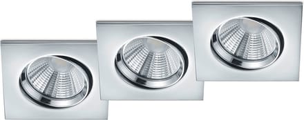 LED Spot 3 Pack - Inbouwspot - Torna Paniro - Vierkant 5W - Dimbaar - Warm Wit 3000K - Mat Chroom - Aluminium - 80mm