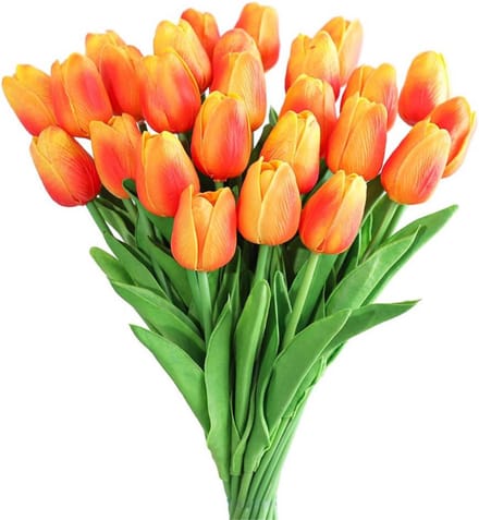 Kunstmatige Tulpen - Real Touch Bloemen - 30 Stuks - Rood en Geel