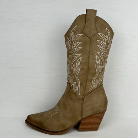 Leuke leatherlook cowboylaarzen met gaaf design khaki Khaki / 41