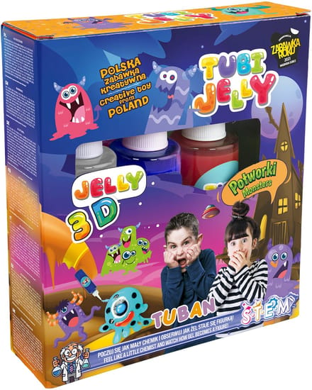 Tuban creatieve speelgoedset - Tubi Jelly met 3 kleuren monsters.
