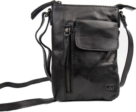 Bear Senna schoudertasje - Zwart – Leren schoudertas / unisex – Van leer – Het Bear Senna schoudertasje is een compact, slank model voor wie het liefst zo min mogelijk meesjouwt