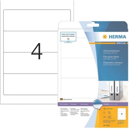 Herma ordneretiketten A4, 192 x 61 mm, permanent hechtend/bedrukbaar, 100 stuks, wit