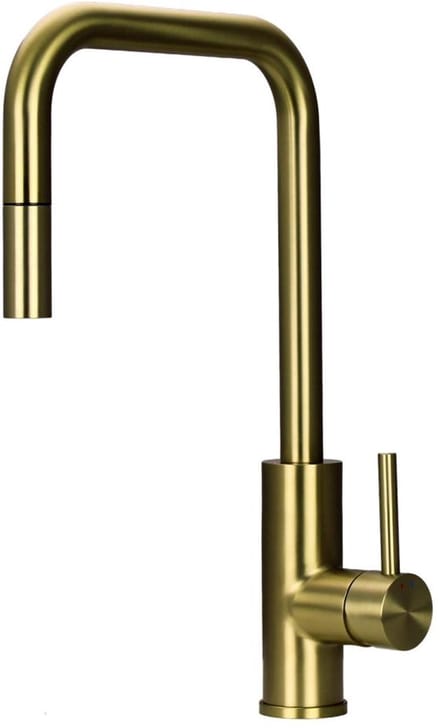 Gouden keukenkraan uittrekbare uitloop PLXSQUA-60 Pure.Sink