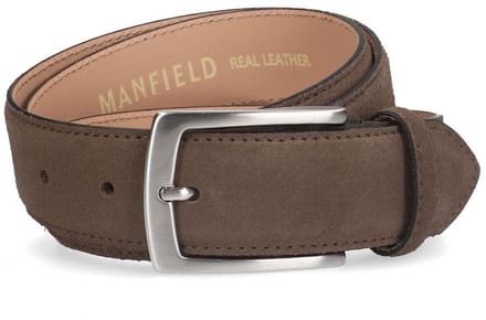 Manfield - Heren - Taupe suède riem - Maat 115