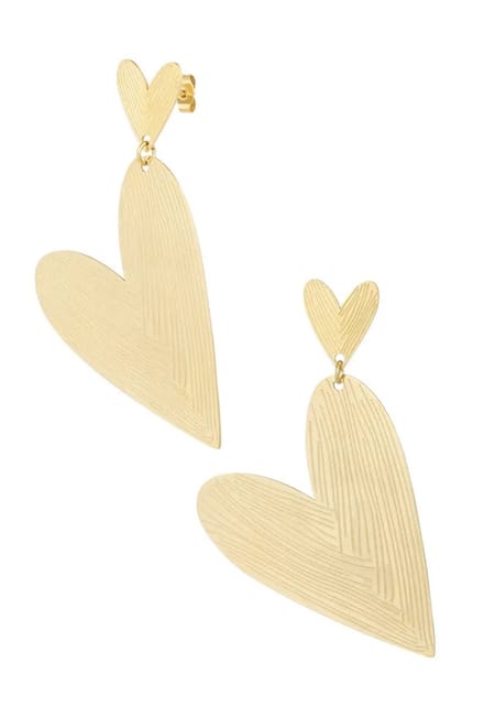 Yehwang Oorbellen - Stainless Steel - Bungelend Hart - Dames - Goudkleurig