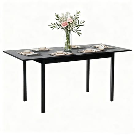 Meubles Cosy Uitschuifbare eettafel – 120-160 cm – Zwarte houtlook