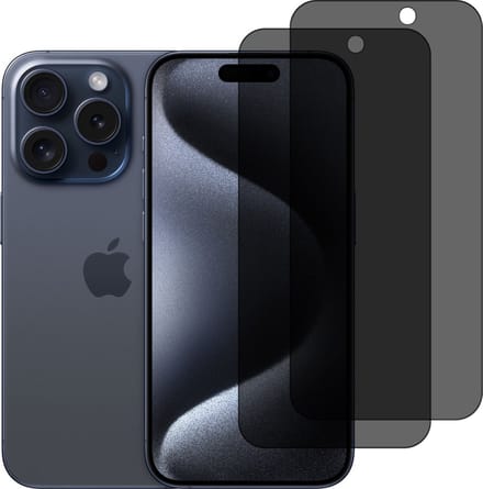 Privacy Screen protector Geschikt voor iPhone 15 Pro Max screenprotectors Privacy - 2 Stuks - Full screen protector tempered glass van gehard glas