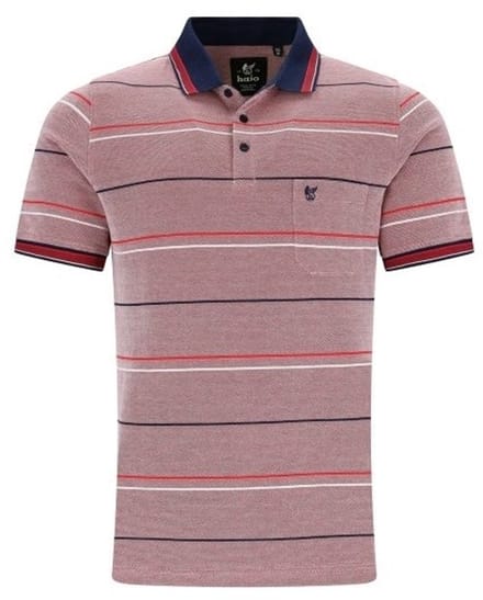 Hajo - Poloshirt Piqué - heren- rood gestreept - maat M