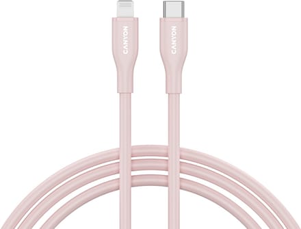 Canyon CLNM60 Serie - USB-C naar Lightning Kabel - 60W - 1m - Roze Silikon