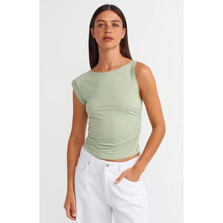 Mouwloze Bootnek Slank Passende Blouse
