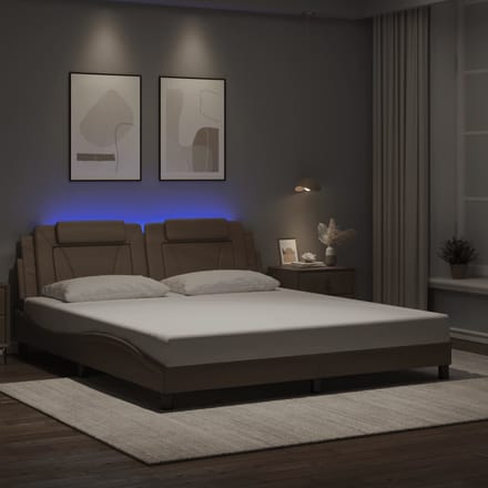 vidaXL - Bedframe - "Viana" - met - LED - zonder - matras - cappuccino - 180x200 - cm