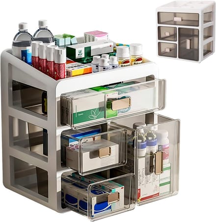 Medicijnbewaardoos met 4 Transparante Laden - Multifunctionele Desktop Organizer voor Thuis