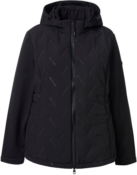 Ulla Popken - Dames - HYPRAR doorgestikte softshell jas waterafstotend capuchon - Zwart - Maat 46+