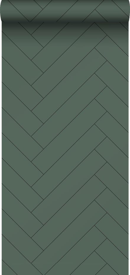 ESTAhome behang visgraat-motief donkergroen - 53 cm x 10.05 m - 139222