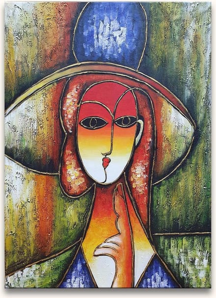 Handgeschilderd schilderij Olieverf op Canvas - Pablo Picasso 'Dame met Hoed'