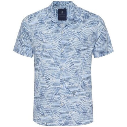 Desoto Overhemd Abstract Streaks Lido Collar Wit-Blauw / male