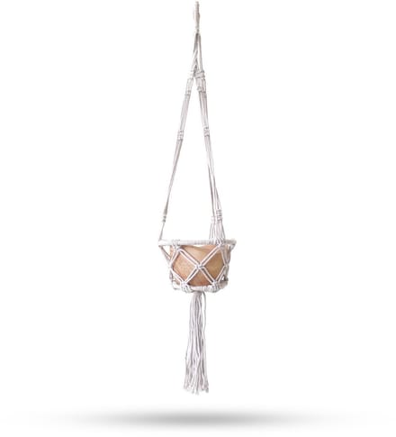 Macramé hoepel pannenlap klein - natuurlijk - 16 cm hoepel