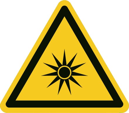 Optische straling sticker 200x200 mm - vinyl - ISO 7010 W027